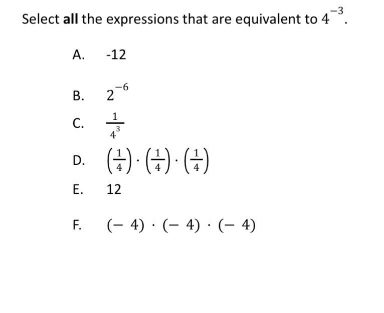 Select all the expressions that are equivalent to 4−3.-example-1