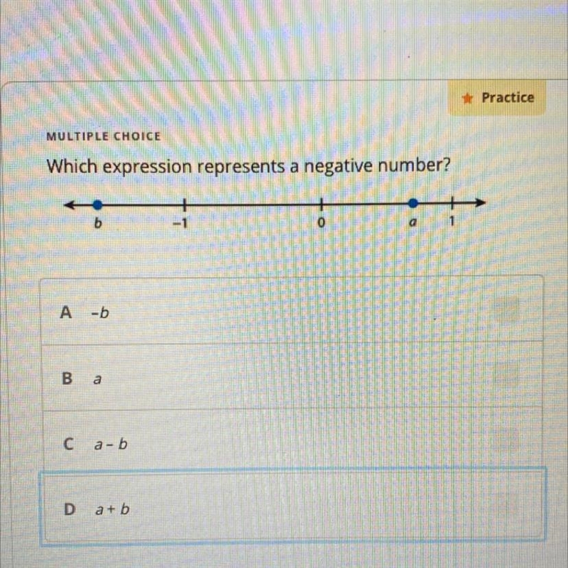 Which expression represents a negative number?-example-1