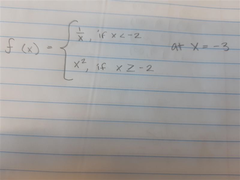 Evaluate the price wise function ag the indicated value from the domain: A. f(-3)=-1/2 B-example-1