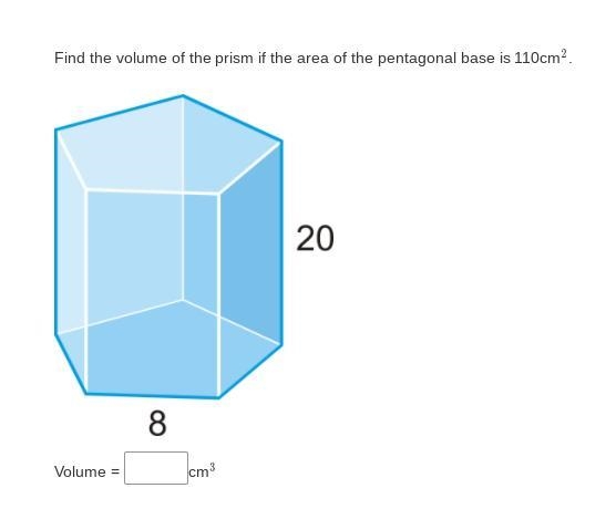 Find the volume of the prism if the area of the pentagonal base is 110cm.-example-1