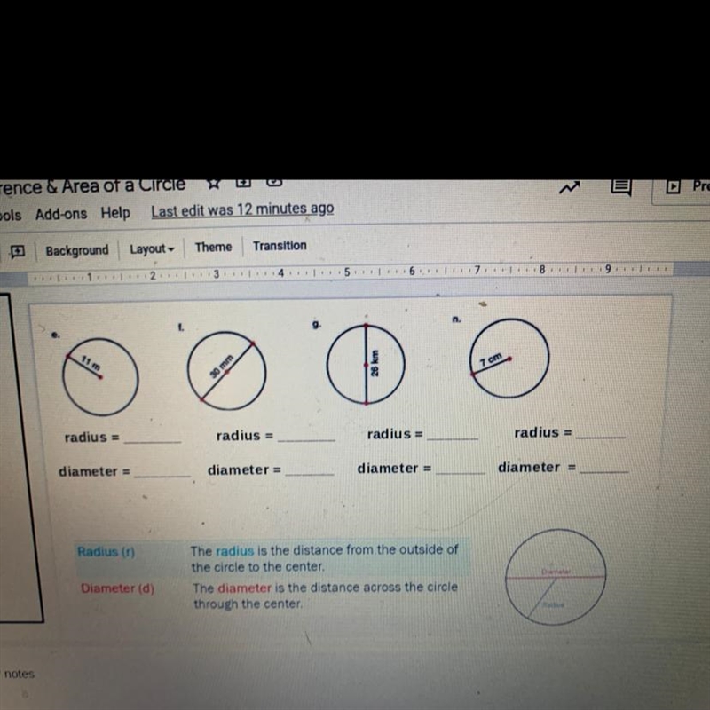 What is the radius and diameter of each circle ?-example-1