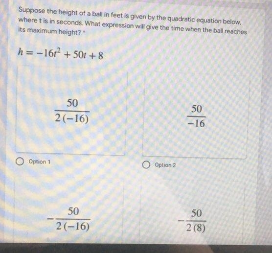 Suppose the height of a ball in feet is given by the quadratic equation below, where-example-1