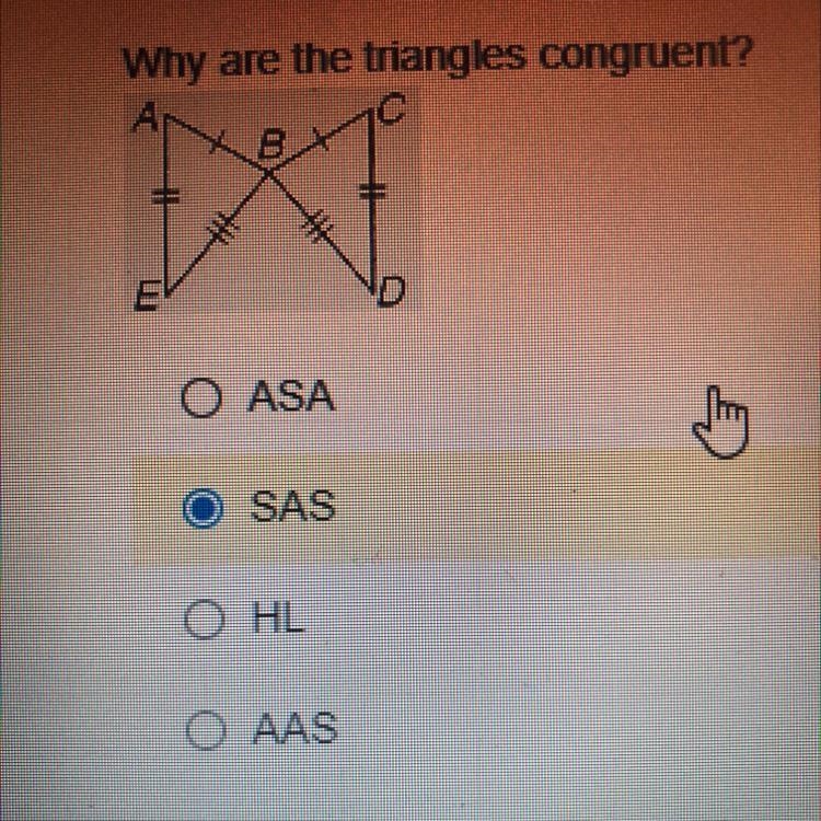 Why are the triangles congruent?-example-1