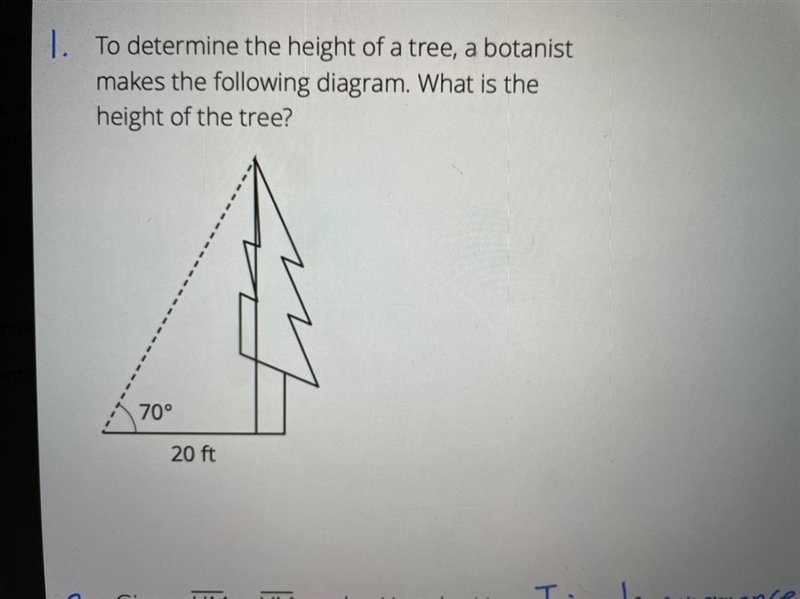 1. To determine the height of a tree, a botanist makes the following diagram. What-example-1