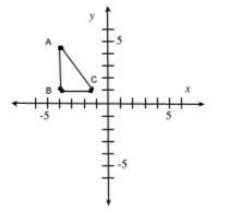 The vertices of a triangle are A(-4, 5), B(-4, 1) and C(-1, 1) Rotate the triangle-example-1