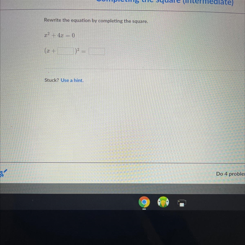 Rewrite the equation by completing the square. x^2+ 4x = 0-example-1