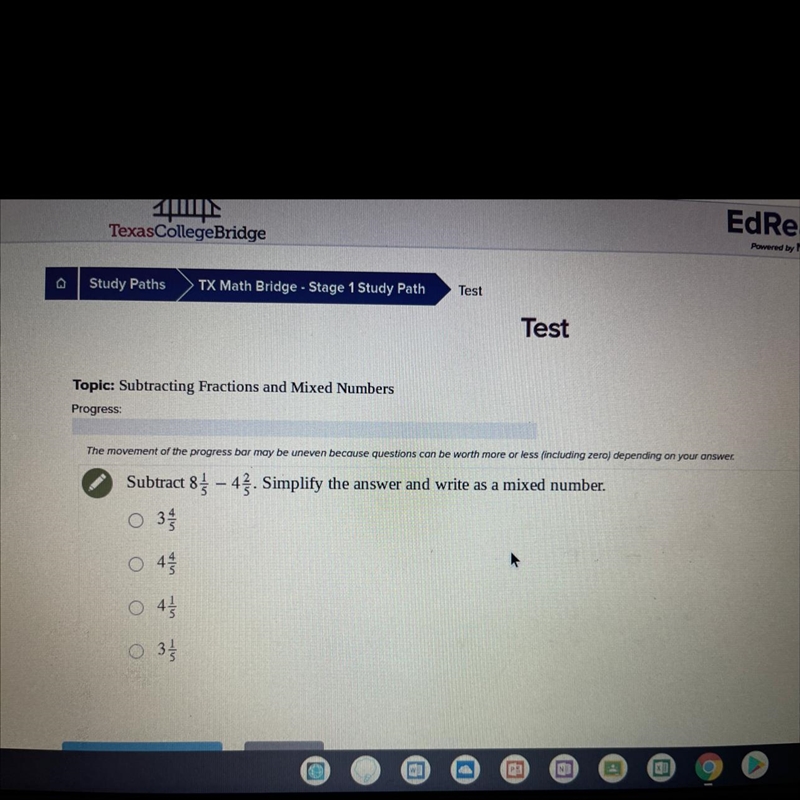 Subtract 85 - 43. Simplify the answer and write as a mixed number?-example-1