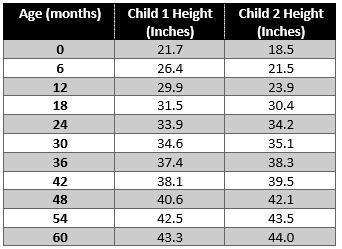 The heights of two different children were recorded in the chart. What type of visual-example-1