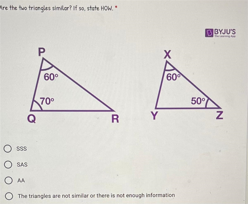 Are the two triangles similar. If so, State how-example-1