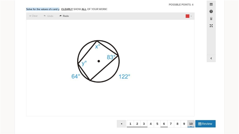 50 POINTS! Solve for the values of x and y-example-1