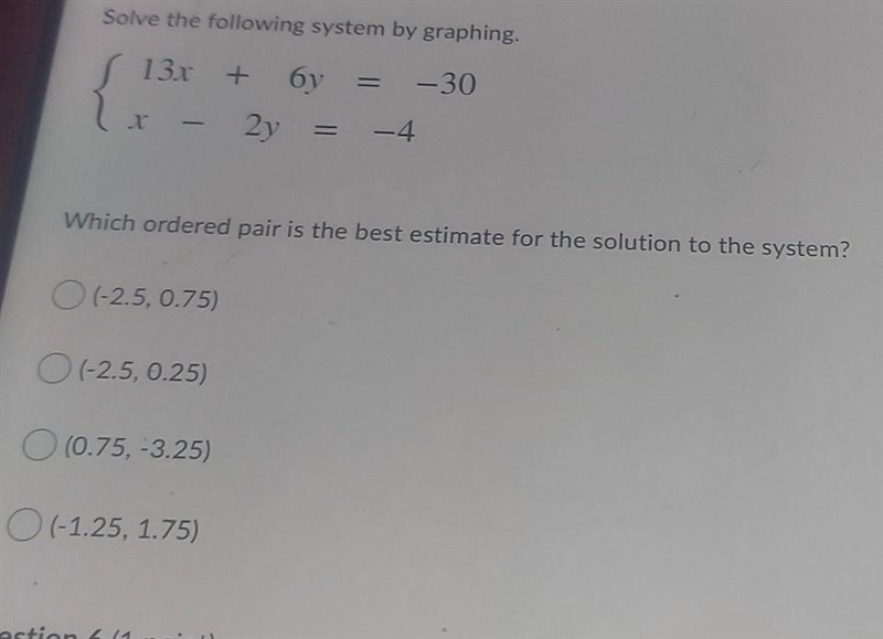 Which ordered pair is the best estimate for the solution to the system?​-example-1