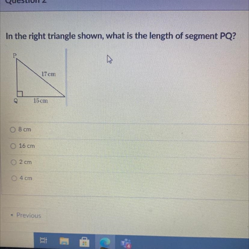 HELP ME PLEASE HURRY UP In the right triangle shown, what is the length of segment-example-1