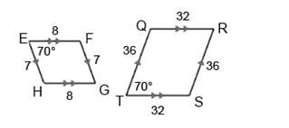 Determine whether quadrilateral EFGH is similar to quadrilateral QRST. If so, give-example-1