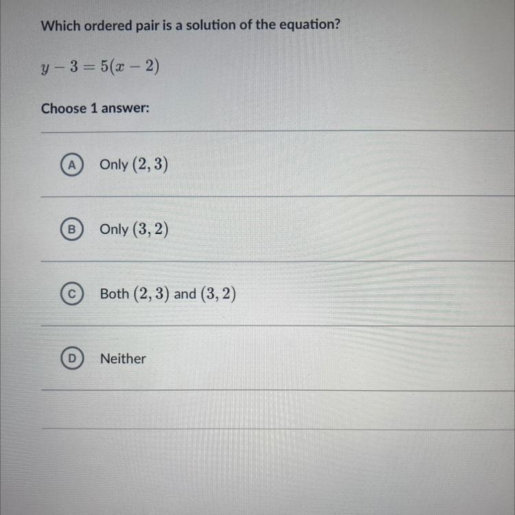 Which ordered pair is a solution of the equation-example-1