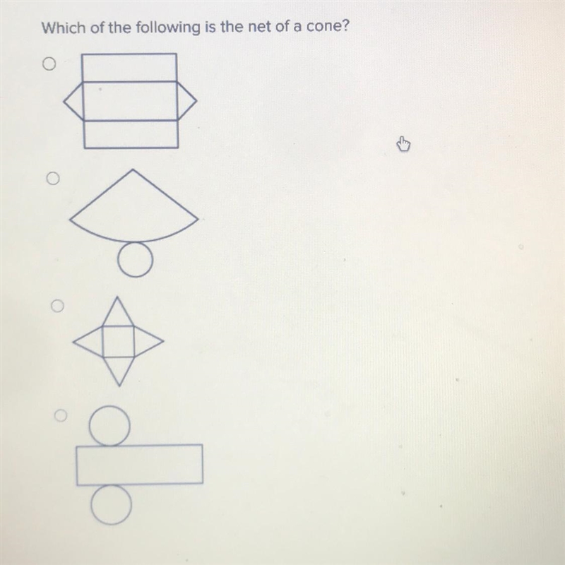 Which of the following is the net of a cone?-example-1