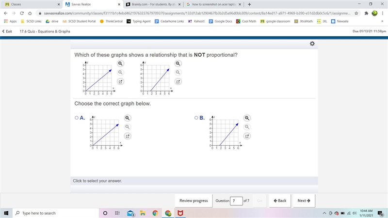 Which of these graphs shows a relationship that is NOT​ proportional?-example-1