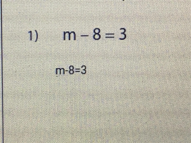 M-8=3. —solving equations-example-1