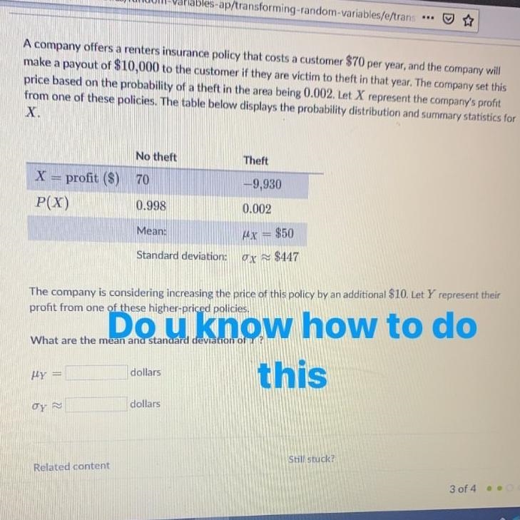 A company offers a renters insurance policy that costs a customer $70 per year, and-example-1