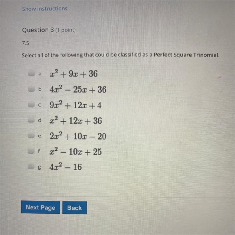 HELP ME PLEASEE Select all of the following that could be classified as a Perfect-example-1