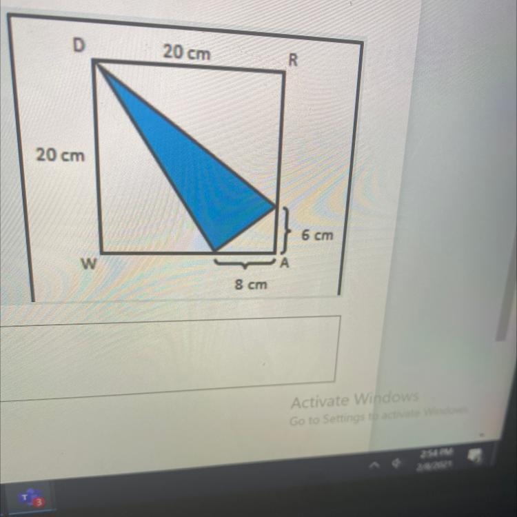 Required 1 20 cm R What is the area of the shaded region? * 15 (100 Points) 20 cm-example-1