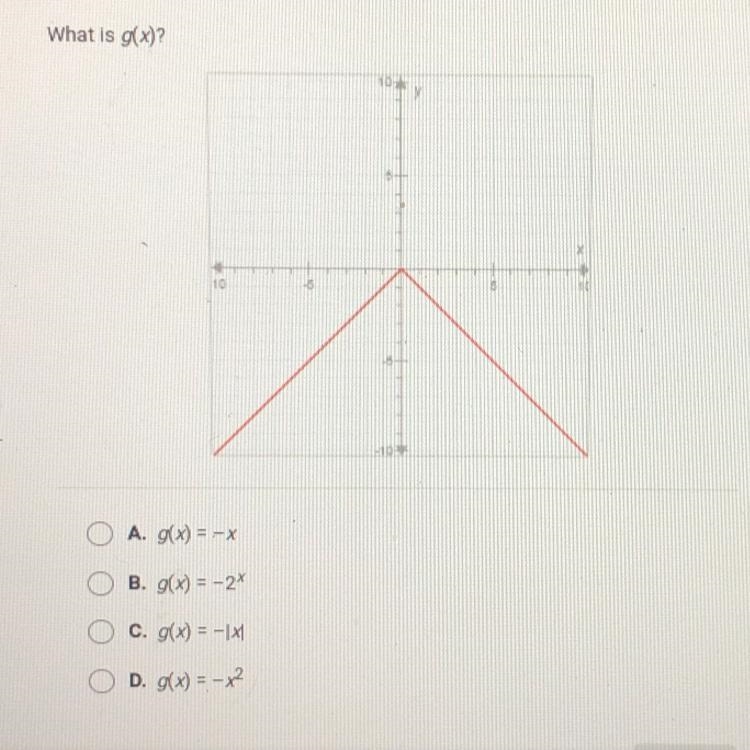 What is g(x)? A. g(x) = -x B. g(x) = -2 C. g(x) = -1 D. g(x) = x²-example-1