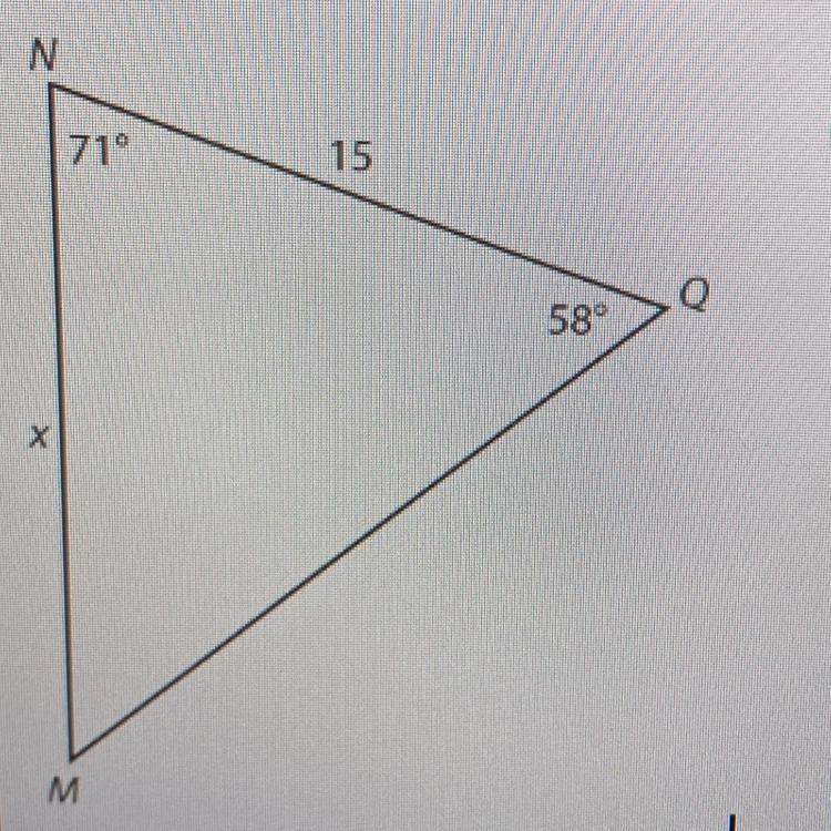 8. Look at triangle MNQ. What is the value of x, to the nearest tenth?-example-1