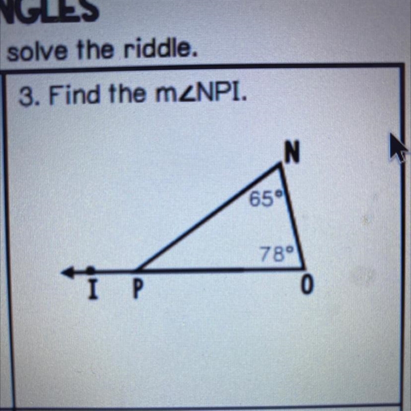 3. Find the mZNPI. Exterior angle of triangles-example-1