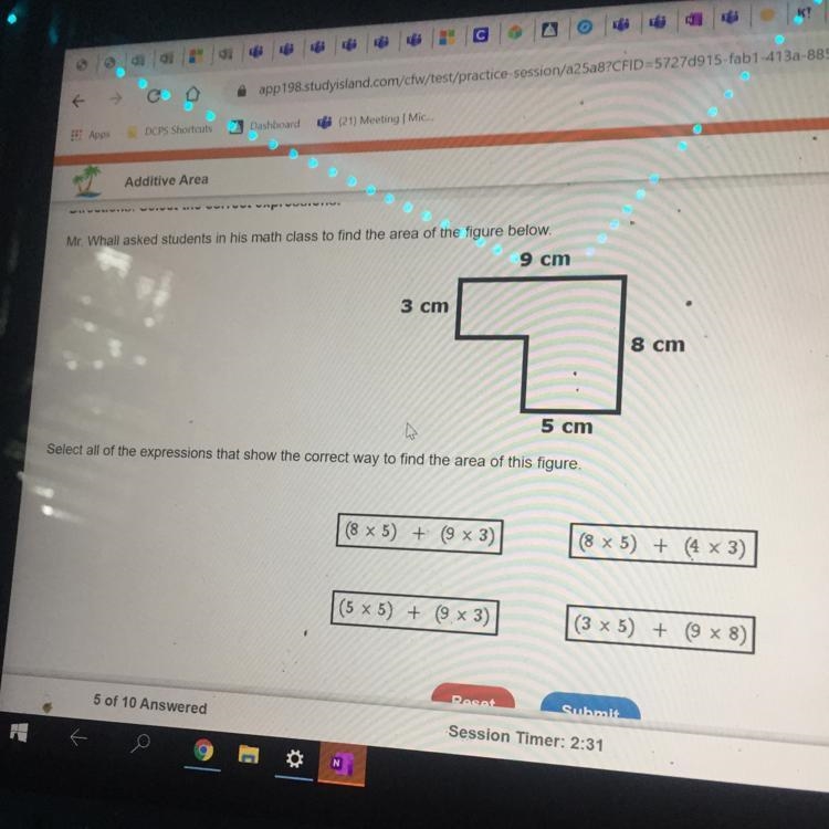 What are all the expression the correct way to find the area of the figure A. (8x-example-1