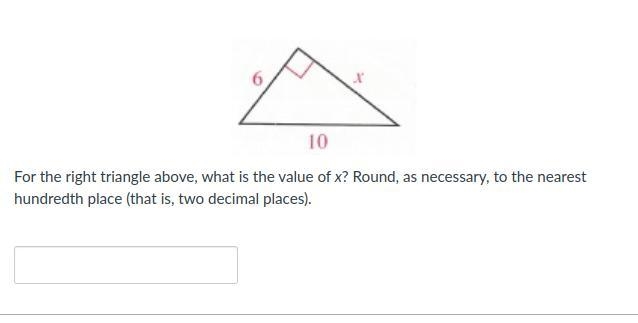 For the right triangle above, what is the value of x? Round, as necessary, to the-example-1