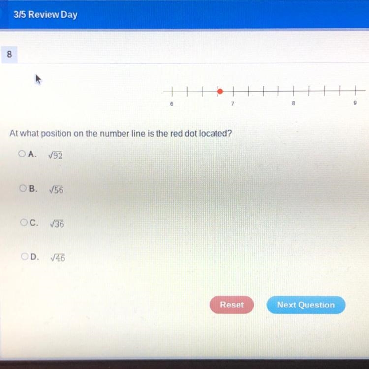 At what position on the number line is the red dot located?-example-1