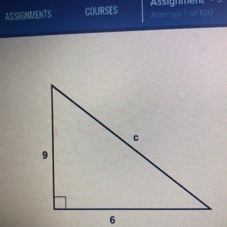 The measure of c is _____ 3 squared 5 9 squared 5 3 squared 13 5 squared 3-example-1