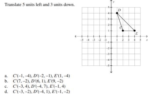 Translate 5 units left and 3 units down.-example-1