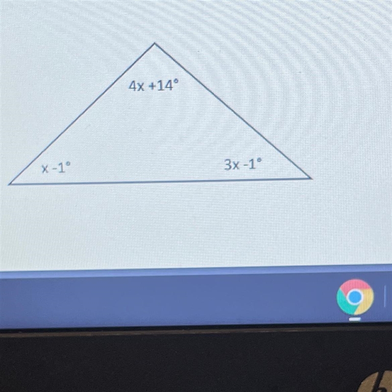 Solve for x and then classify the triangle in as many ways as possible.-example-1