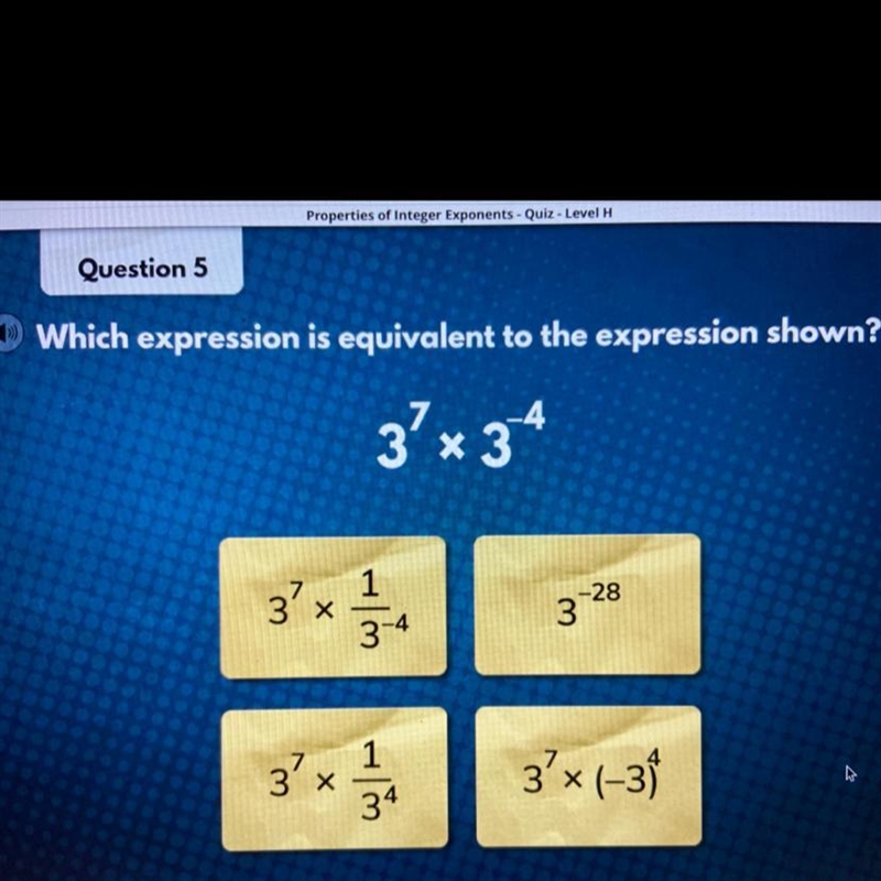 Which expression is equivalent to the expression shown?-example-1