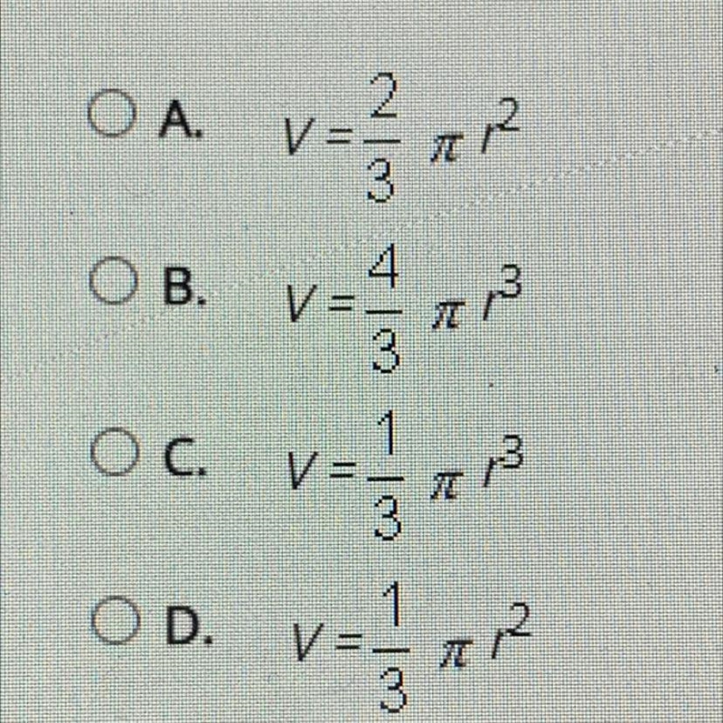 The height of a cone is two times its base diameter. What is the volume of the cone-example-1