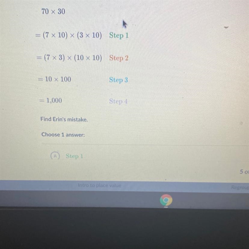 Erin tried to multiply 70 x 30 by decomposing 70 and 30 into multiples of 10. Her-example-1