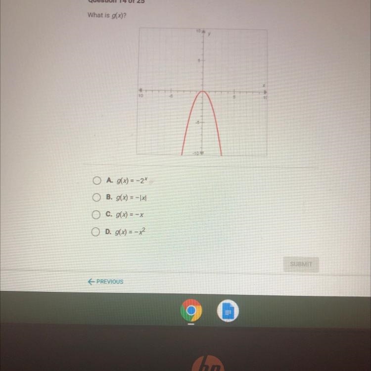 What is gx)? 10 -10 A. g(x) = -2 B. g(x) = -1 C. g(x) =- D. g(x) = -2-example-1