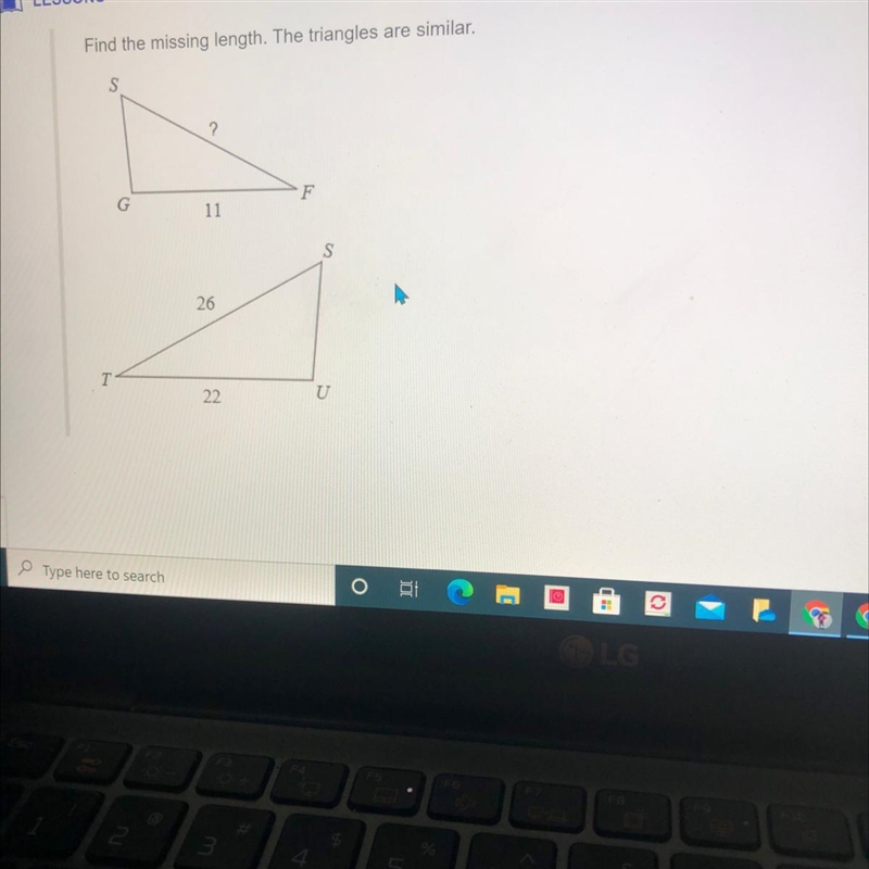 Find the missing length the triangles are similar.-example-1