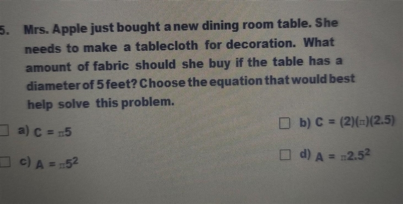 Mrs. Apple just bought a new dining room table. She needs to make a tablecloth for-example-1