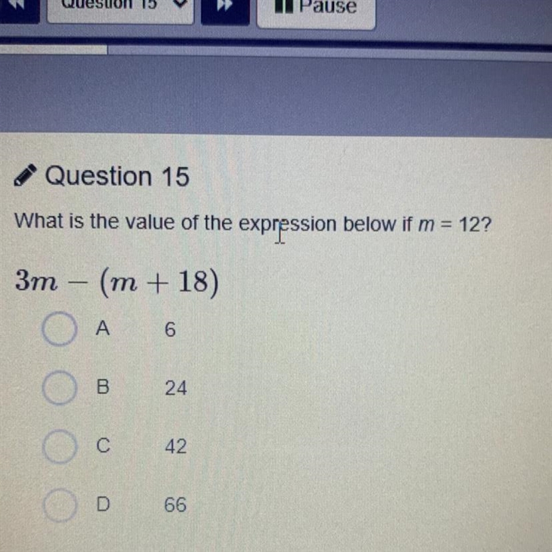 What is the value of the expression below if m = 12? Зm - (m + 18) HELP-example-1