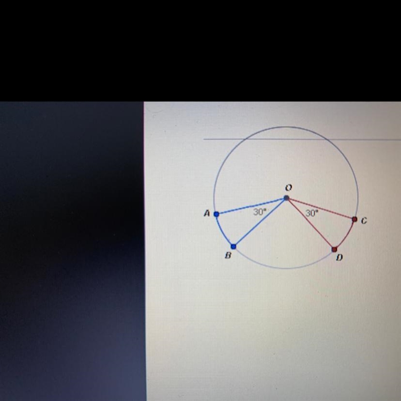 Given O below the arcs AB and CD must be congruent. A.True B.False-example-1