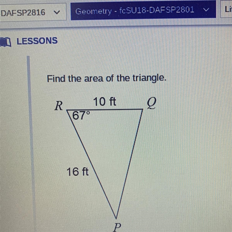 PLEASE HURRY A. 70.8 ft^2 B. 69.1 ft^2 C. 65.8 ft^2 D. 73.6 ft^2-example-1