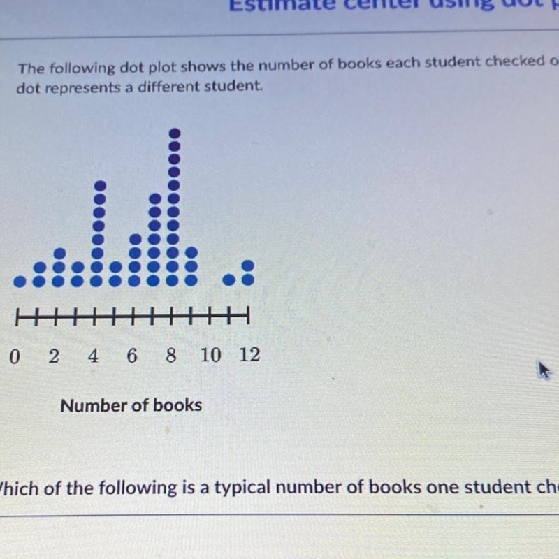 Which of the following is a typical number of books one student checked out?-example-1