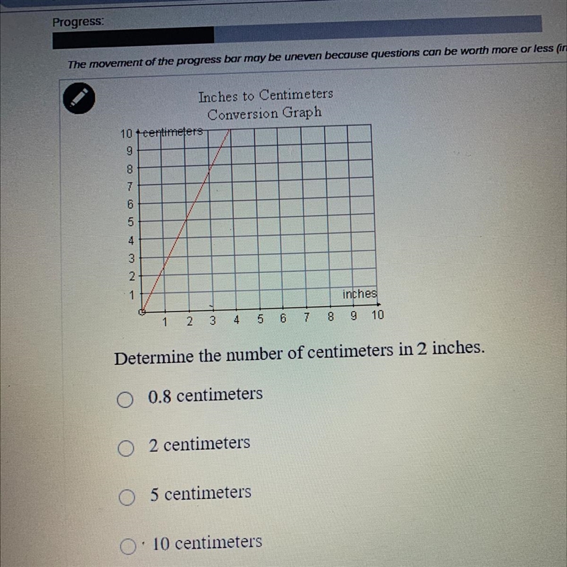 Determine the number of centimeters in 2 inches.-example-1