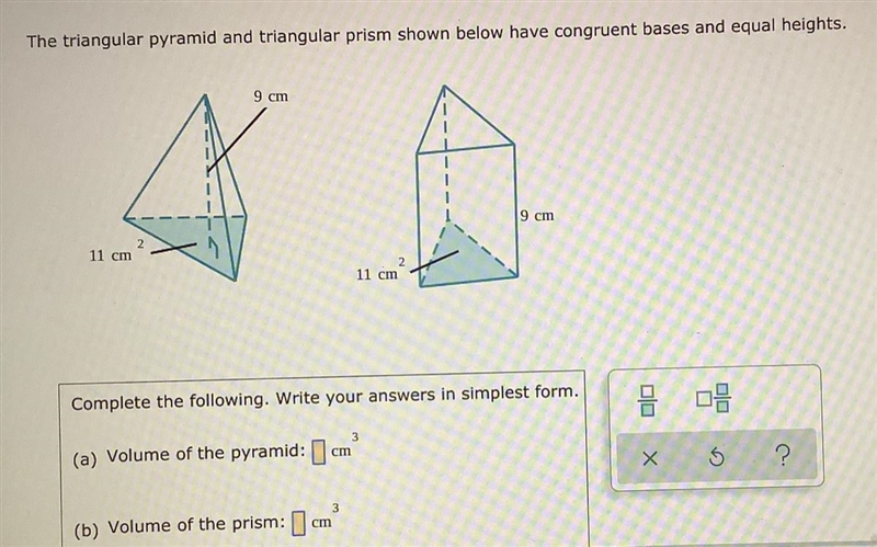 Find the volumes of the pyramid and triangular pyramid.-example-1