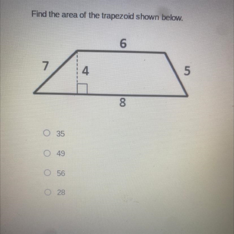 Find the area of the trapezoid shown below-example-1