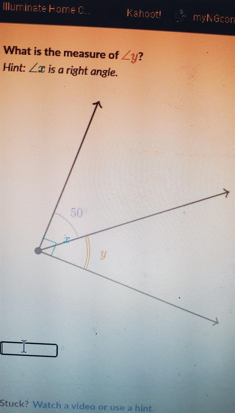 What is the measure of Zy? Hint: Zo is a right angle.​-example-1