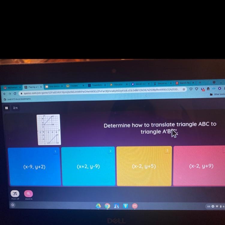 Determine how to translate triangle ABC to triangle A'B'C'-example-1