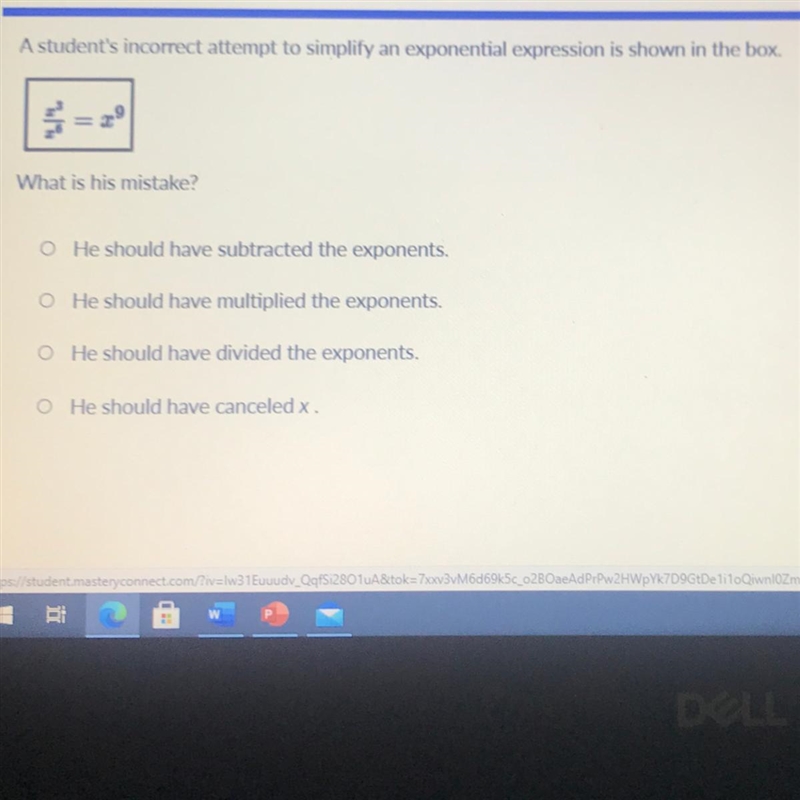 A student’s incorrect attempt to simplify an exponential expression is show in the-example-1