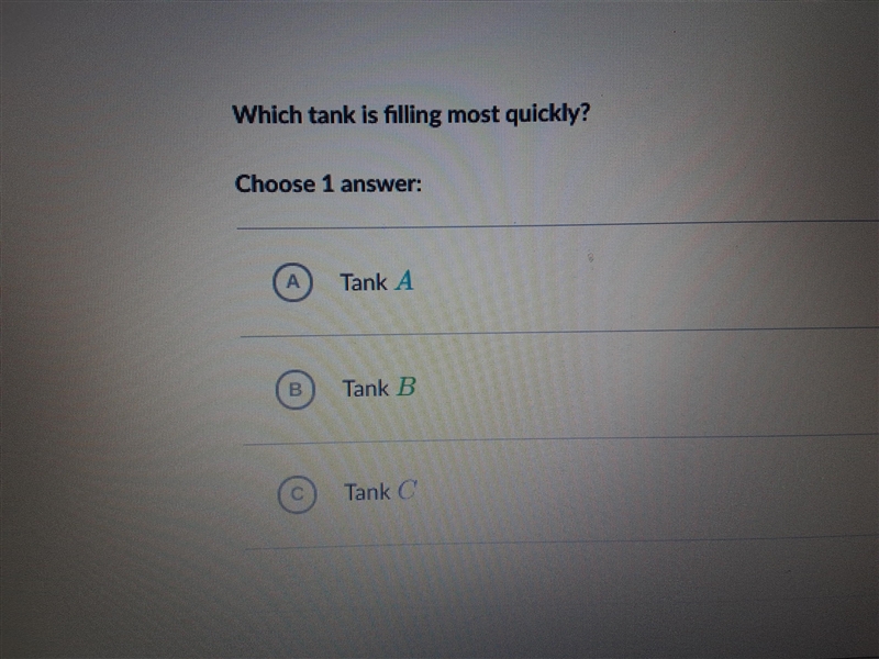 The three lines represent the amount of water, over time, in three tanks that are-example-2